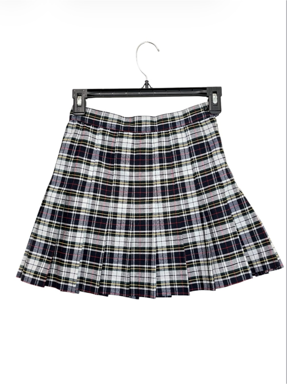 American Apparel Black Plaid Pleated Mini Skirt